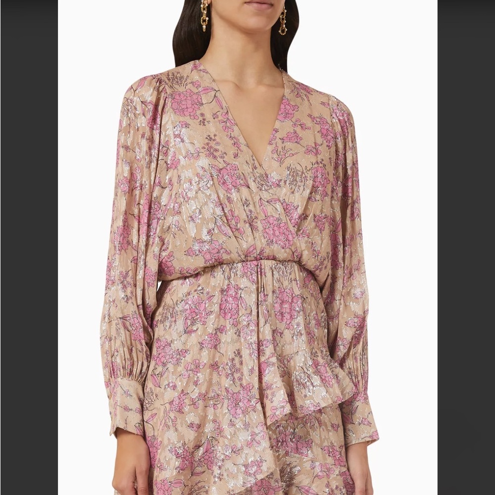 Pinko long sleeved floral wrap pink dress - Picture 7 of 8